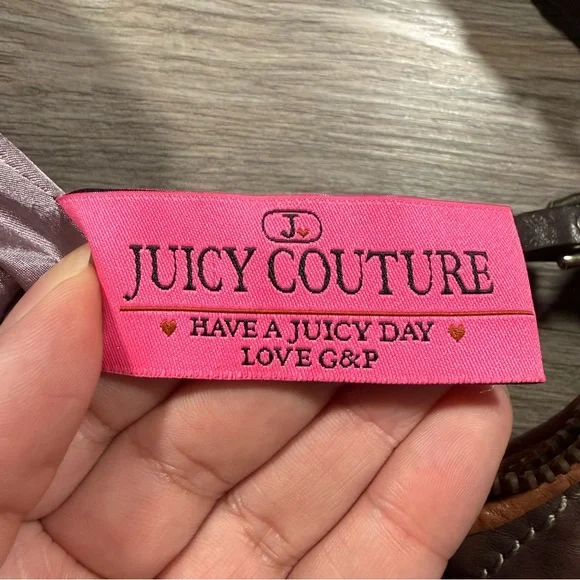 Vintage Y2K Juicy Couture 100% Cow Hide Leather Quilted Diamond Hobo Bag - Picture 9 of 11